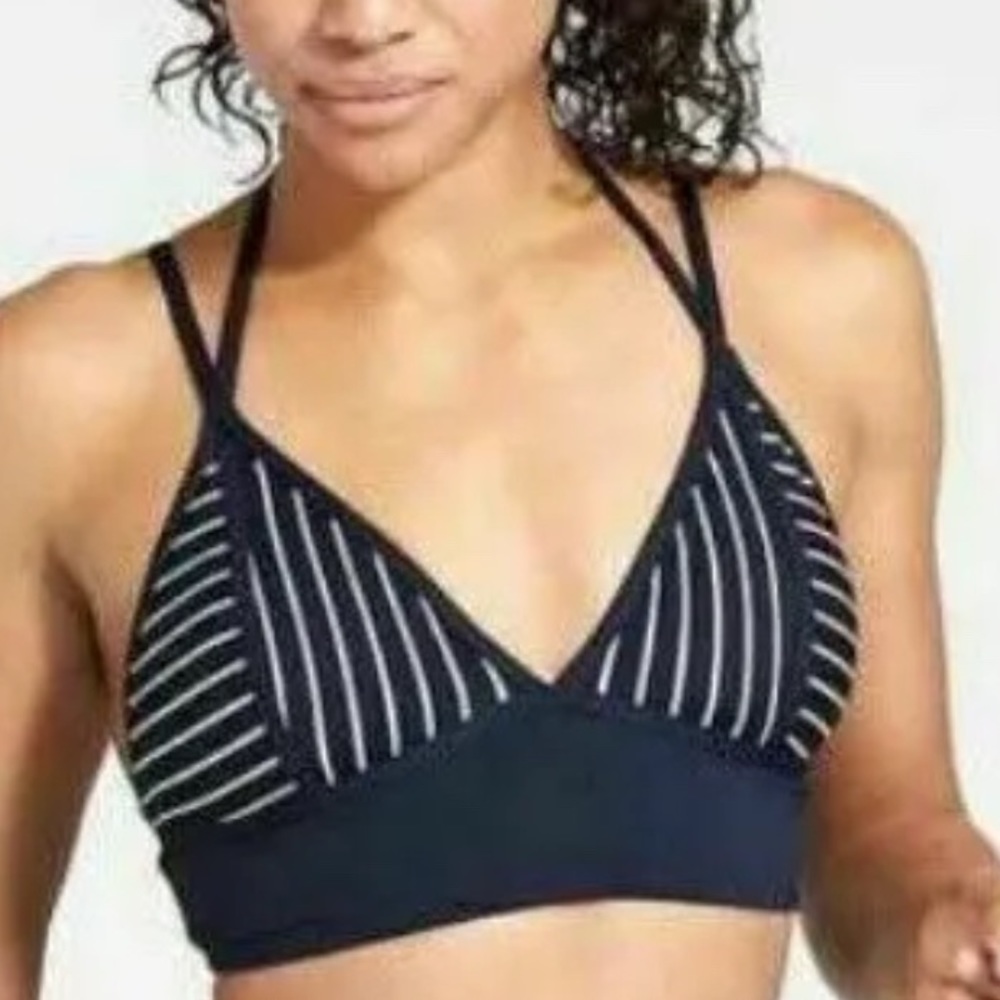 Athleta Boho Bright Stripe Bralette Bikini/triangle top w/halter tie-NWT